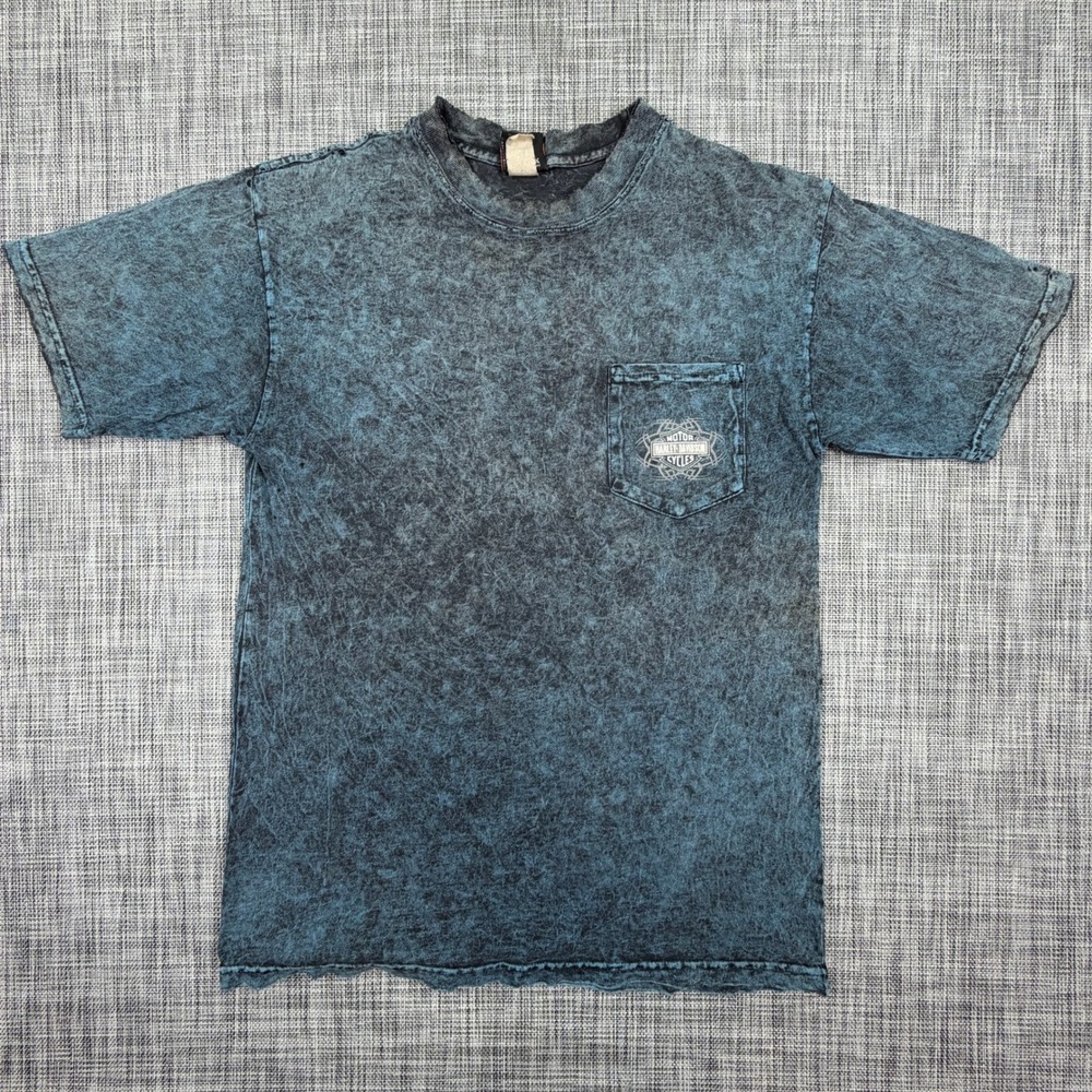 Harley-Davidson Mens Mineral Wash Pocket T-Shirt Indianapolis Southside Blue M